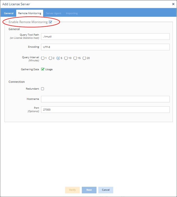 License Statistics - enable remote monitoring for Flexnet