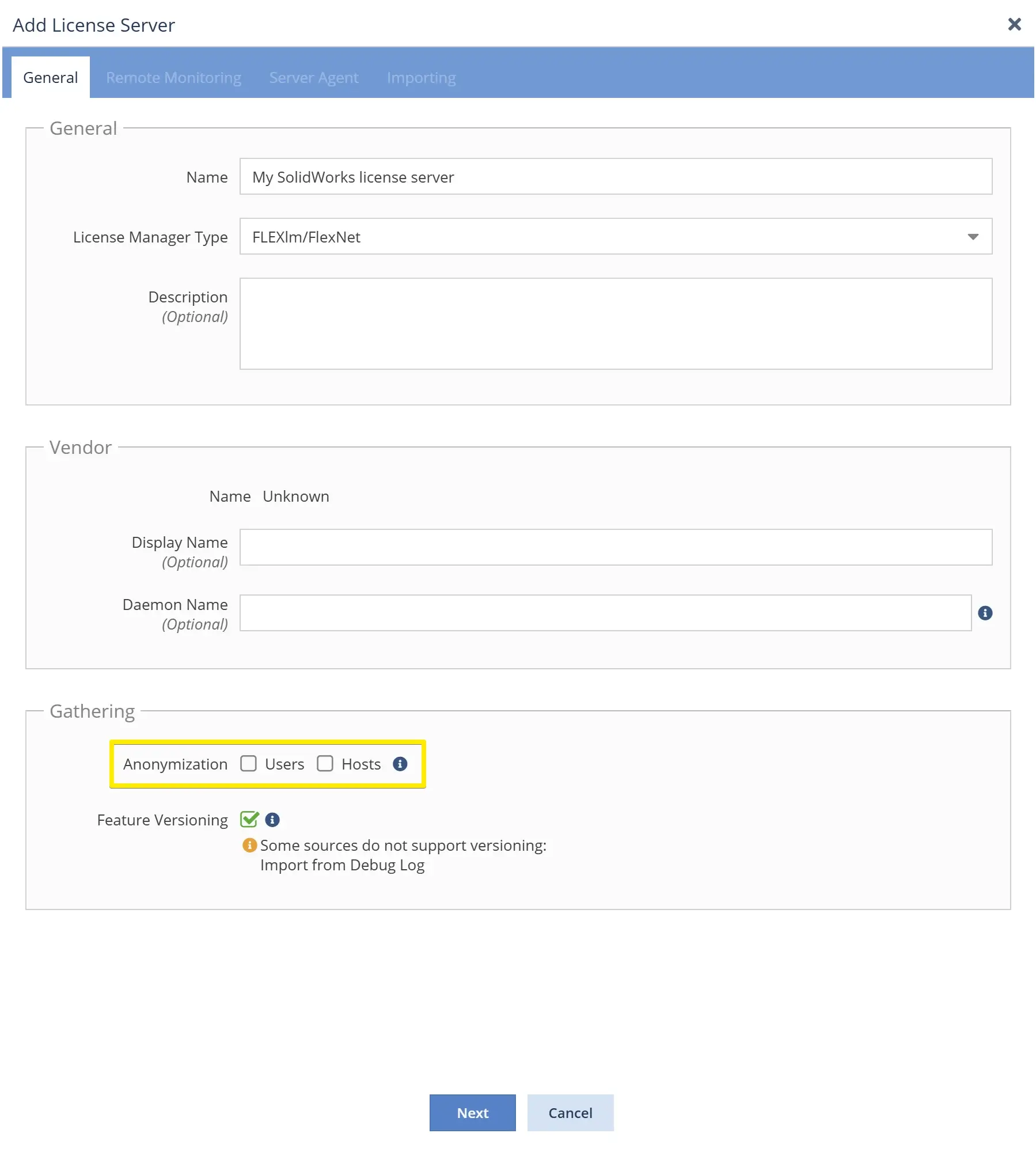 Solidworks License server tracking - Enable Anonymization